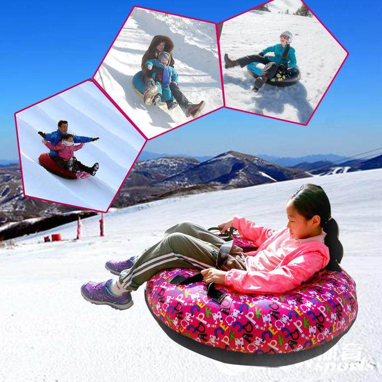 冬季耐磨滑雪胎双人滑雪圈玩雪工具充气滑草圈儿童成人加厚滑雪板