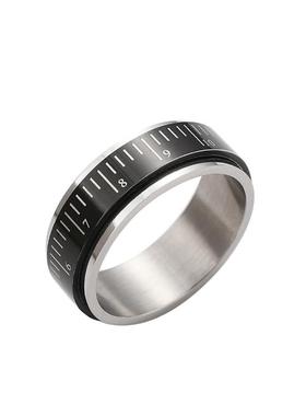 厂家直销简约潮男直尺钛钢指环