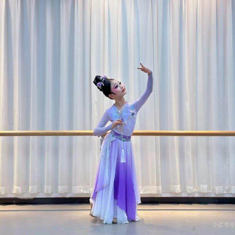 古典舞演出服儿童飘逸女童中国风舞蹈表演服花飘香女孩表演服纱衣