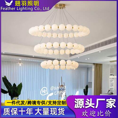 客厅吊灯轻奢个性创意全铜意式复式楼梯灯主卧室餐厅灯具现代简约