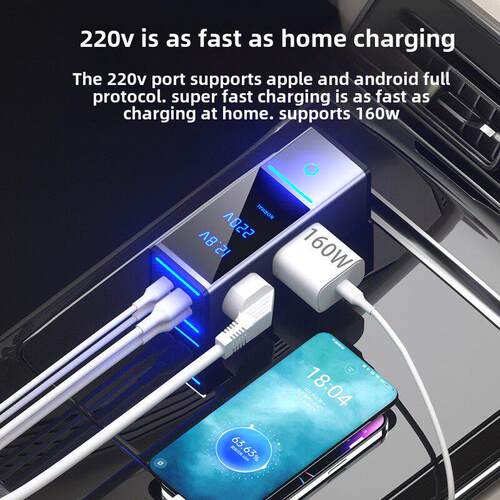 Unifi车载逆变器12V24V逆变器转换器220V大功率手机超级快充充电