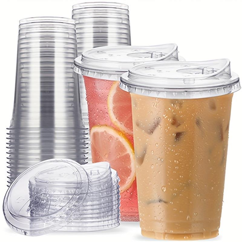 外贸款FoodServiceEquipment塑料杯带盖和吸管一次性透明