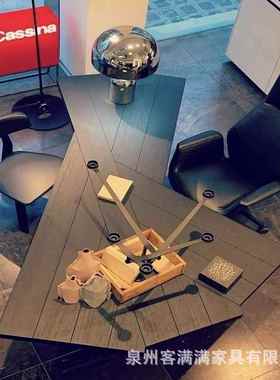 白蜡木黑色双人办桌工作单室设计师创意办公桌人台式电脑桌多人会