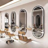 理发店镜台美发店镜子发廊专用LED带灯网红挂墙染烫美容镜子潮款