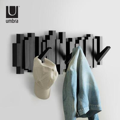 umbra钢琴键挂衣架黑色墙上壁挂挂钩挂架免打孔入户门挂衣钩高级