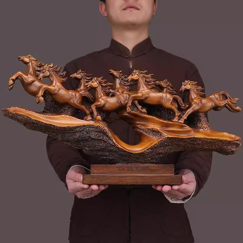 八雄风马摆件彩马到成工艺品客骏厅玄关KPI功装饰摆设办公绘室柜
