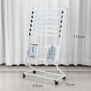 报纸架夹子书报架办公室移动报刊架杂志书本收纳置物架落地展示架