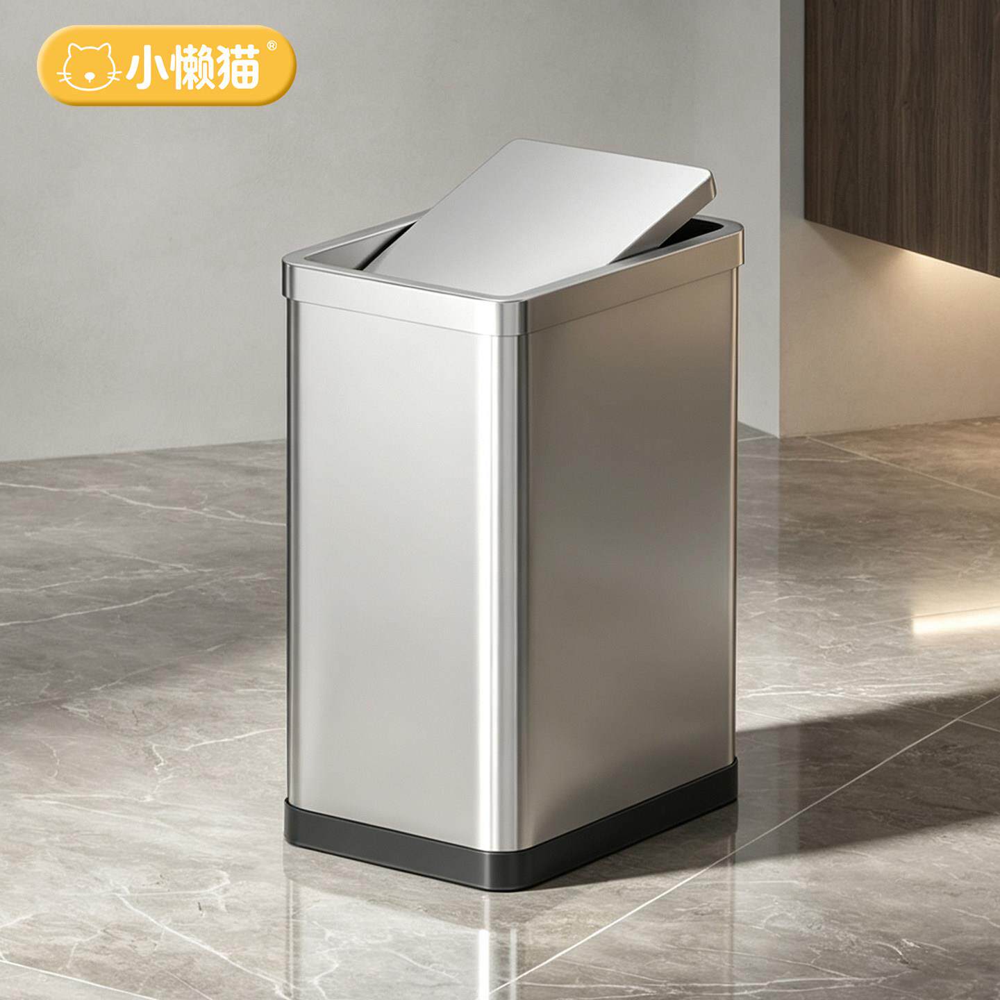 不锈钢卫生间垃圾桶家用翻盖包豪斯客厅厕所方形酒店专用卫生桶
