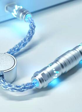 Hiomu客制化发光镂空RGB发光单晶铜航插线 线8K磁轴键盘数据线 线充电线 线AI