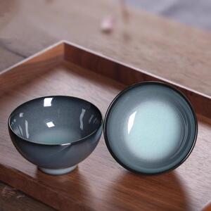 手工青瓷主人杯品茗杯陶瓷茶杯盏铁胎黑美人釉斗笠杯个人专用单杯