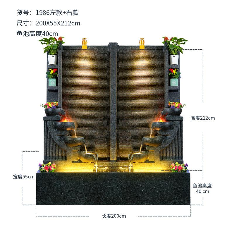 室内欧式流水墙喷泉酒店会所水幕背景观公司开业庭院玄关落地摆件