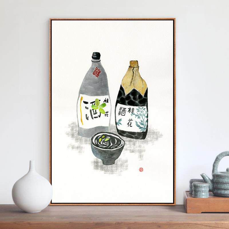 现代简约中式装饰画酒楼茶馆商业挂画餐厅有框画三联画新中式