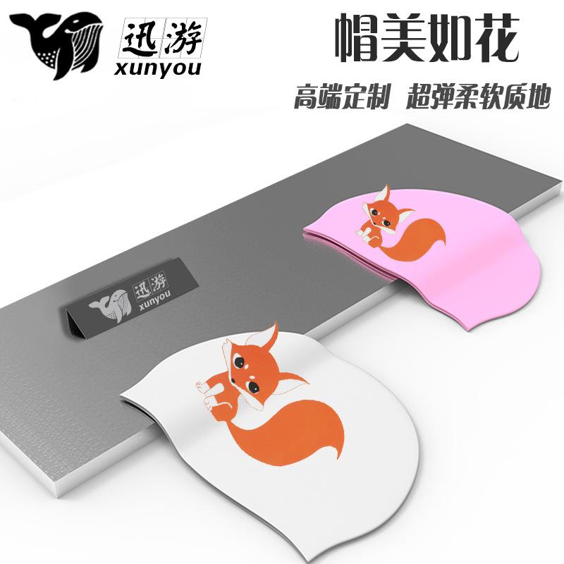 印刷硅胶游泳帽成人卡通泳帽现货可爱少女长发防水防滑泳帽厂家