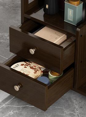 新中式移动桌家用小茶茶台客厅实FPR木茶台车阳茶几烧壶一体茶水