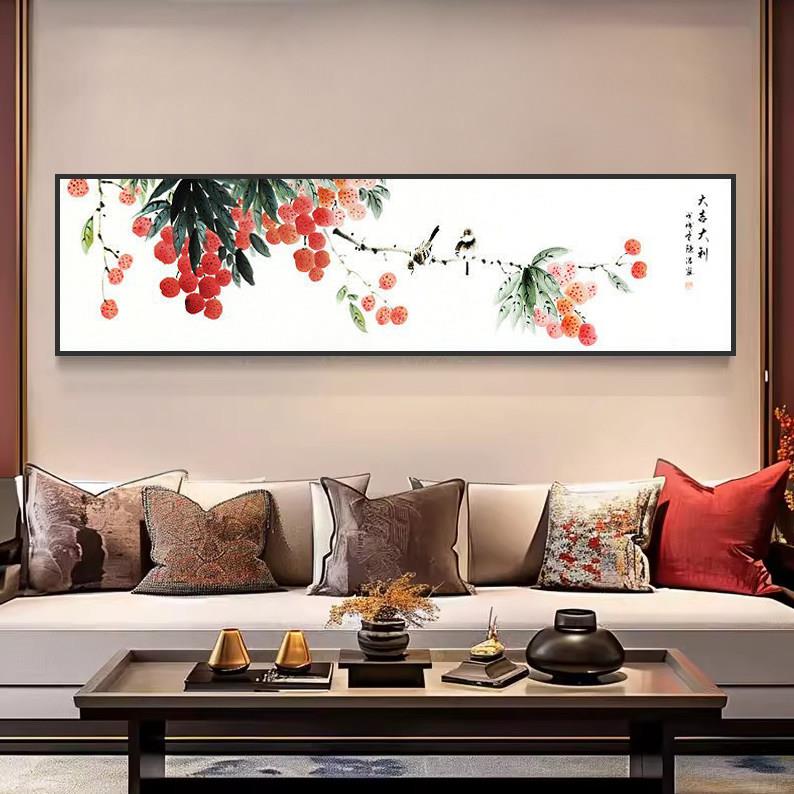 富贵壁画花鸟花2026国画中式客厅卧室纯装饰床头字画挂画开牡丹花