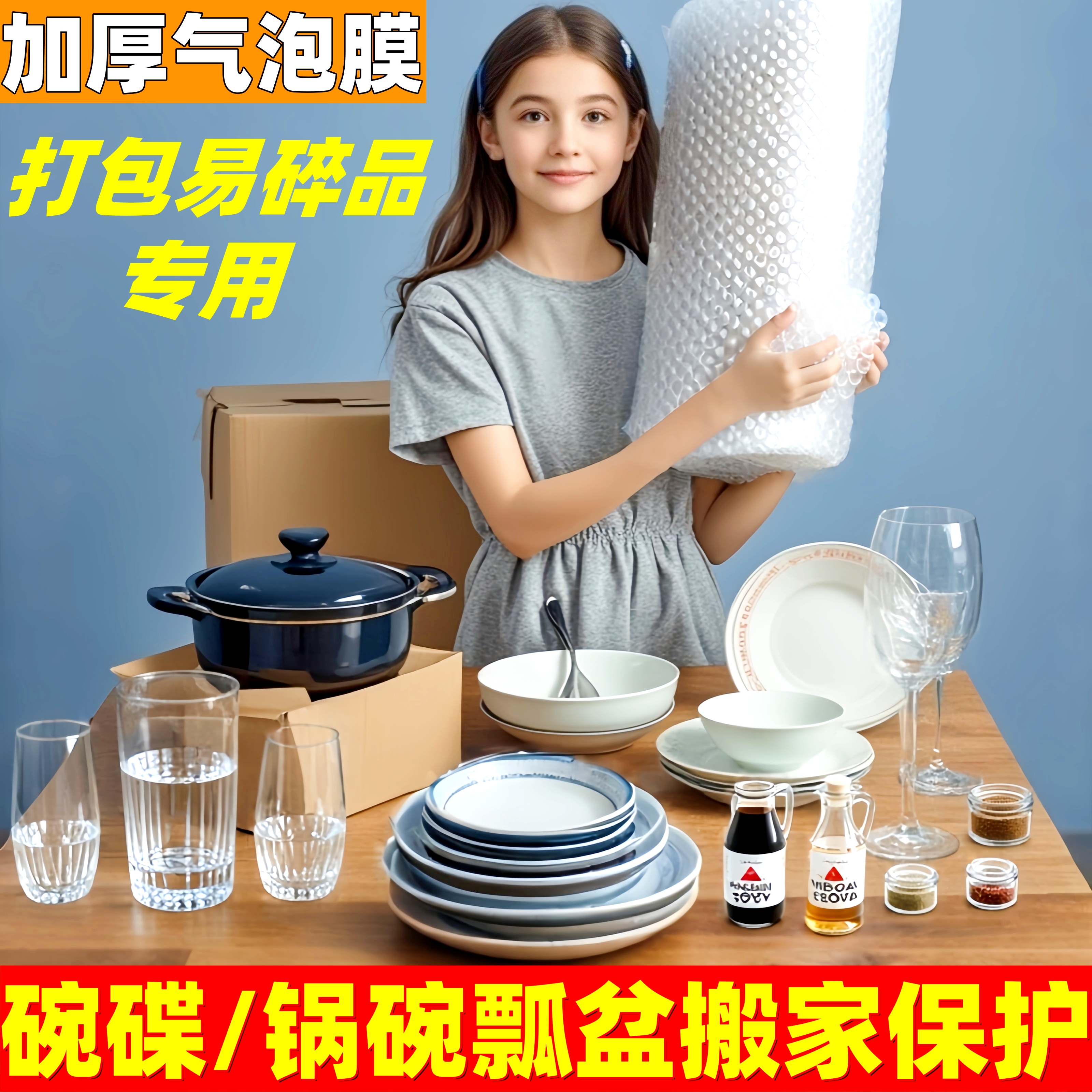 碗碟锅碗瓢盆易碎品搬家打包神器气泡膜袋餐具防撞材料泡沫打包膜