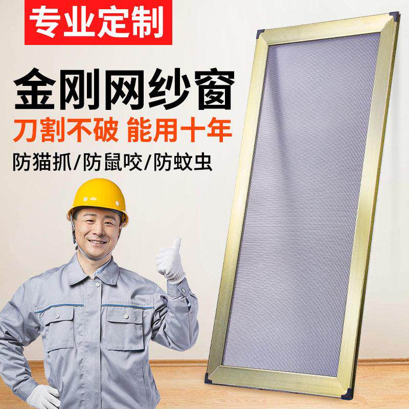 成品铝合金定制做金刚网纱窗可推拉式自装防蚊平移不锈钢沙窗阳台