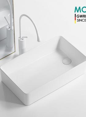 MOER侧下水台上盆洗手盆洗脸盆陶瓷面盆台盆艺术盆方形家用阳台