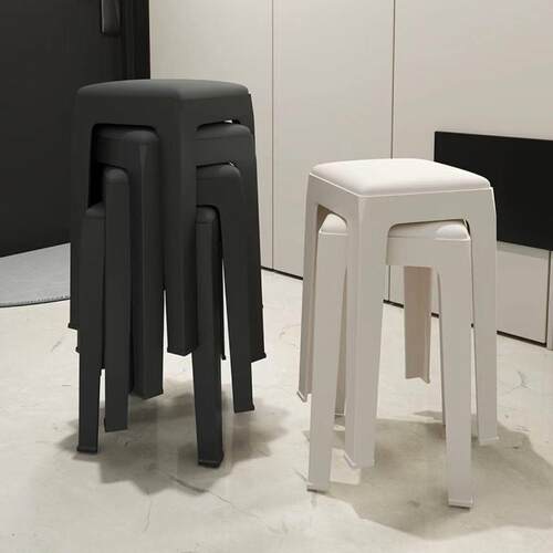 塑料凳子家用加厚可叠放方板凳现代简约结实耐用餐桌凳备用高椅子