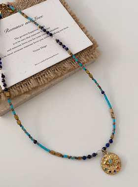 新虎眼石串珠项链新中式高级感毛衣链复古秋冬新石配饰女