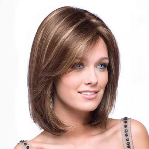 Wig, synthetic short wig, brown dyed women's wig, headband