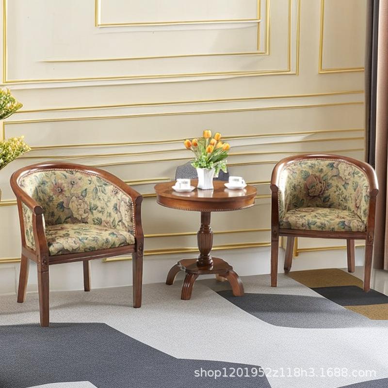 酒店围RAF椅茶几件套实桌木圈椅单人围椅阳三台休闲卧椅洽谈椅室