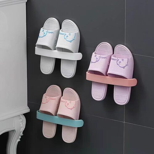 Bathroom No-Drill Slipper Rack Wall-Mounted Adhesive Shelf S