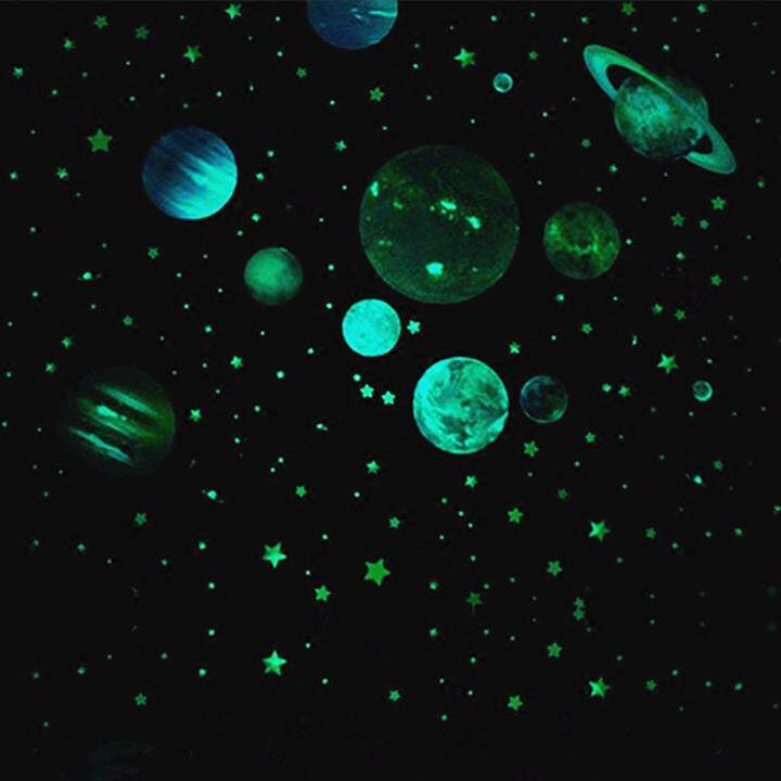 夜光贴纸宇宙太空银河太阳系幼儿园装饰贴画萤光星星月亮星座墙贴