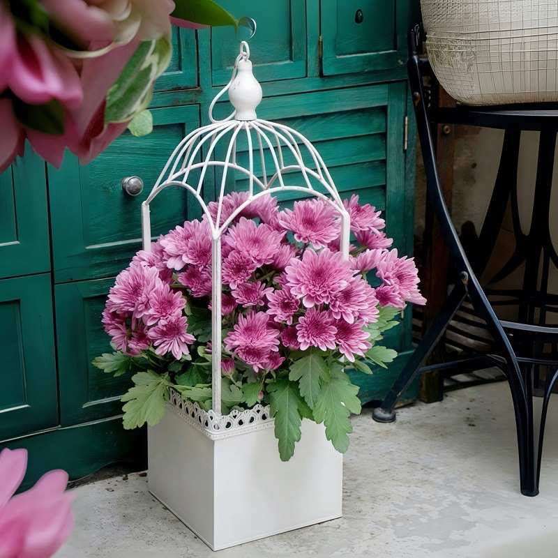 temu铁艺垂吊花架铁链吊篮花园庭院阳台悬挂花架花园杂货挂件