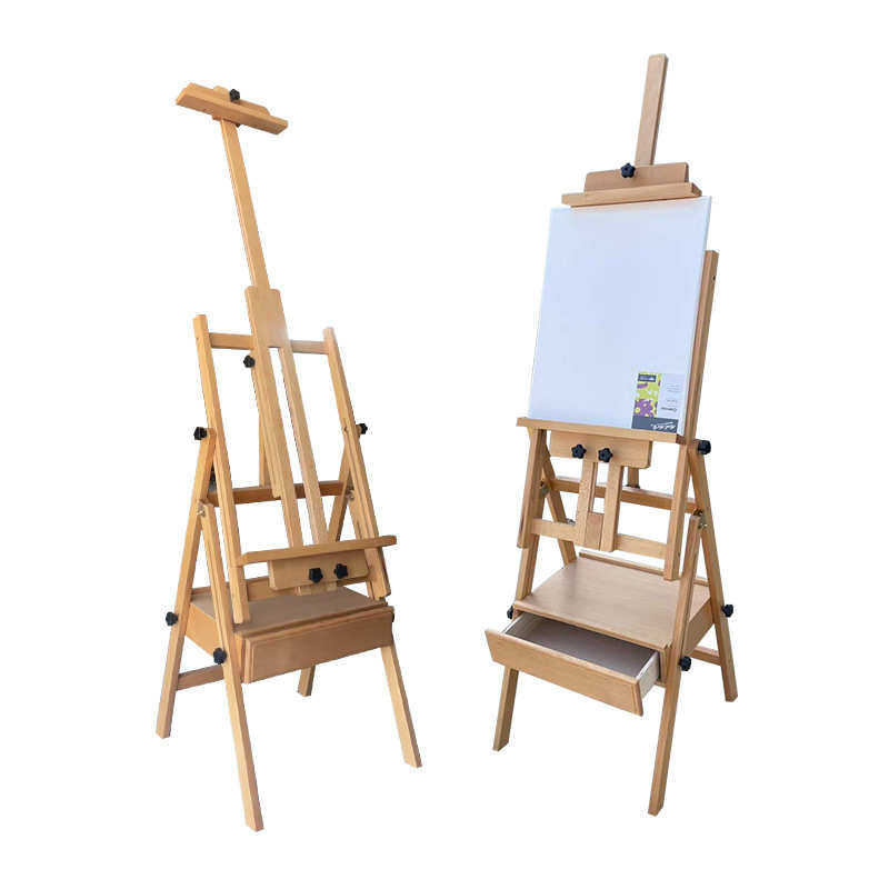 榉木箱体平立两用油画架多功能油画国画展示架木制支架式折叠画架