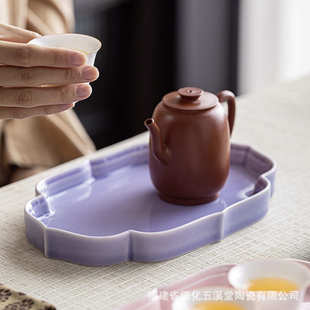 陶瓷茶点盘家用客厅点心盘水果盘禅意糕点碟订婚摆盘茶具壶承 中式