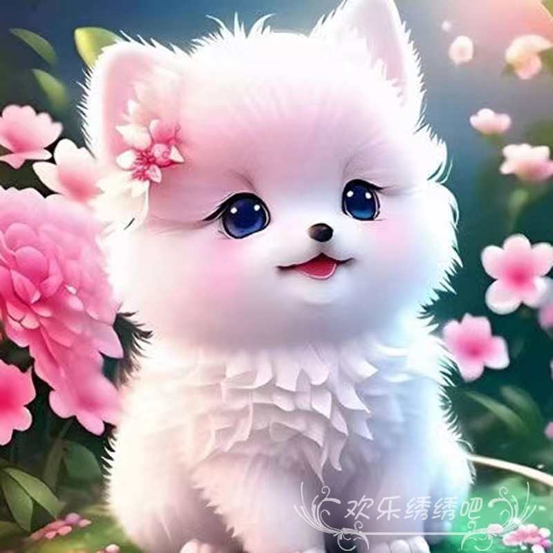 可爱花卉狗狗十字绣2023新款线绣客厅卧室手工diy自己绣萌宠刺绣