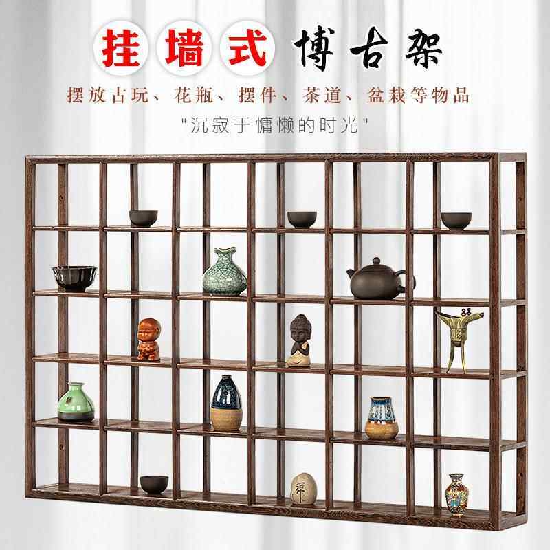多格子实木挂墙壁挂式现代简约新中式博古架茶具置物摆件展示架子