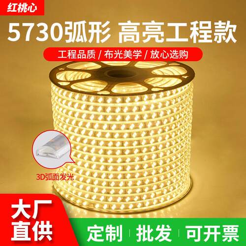 led灯带5730高压220v高亮120珠180珠双排户外灯条室外高亮度