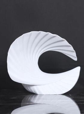 现代简约海浪浪花造型几何树脂摆件样板房售楼处书房软装饰品摆设