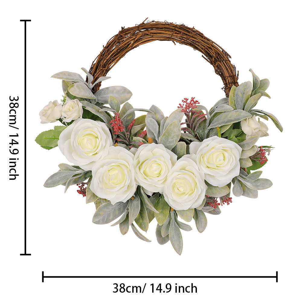 新款春下装饰花环仿真玫瑰花花环家居装饰门挂复活节装饰品塑料藤,家居饰品,仿真花/假花,淘宝优惠券,粉丝福利购,淘宝优惠卷