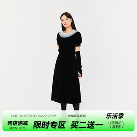 丝绒连衣裙秋冬款女大码胖mm黑色，法式赫本风显瘦气质高级感超好看