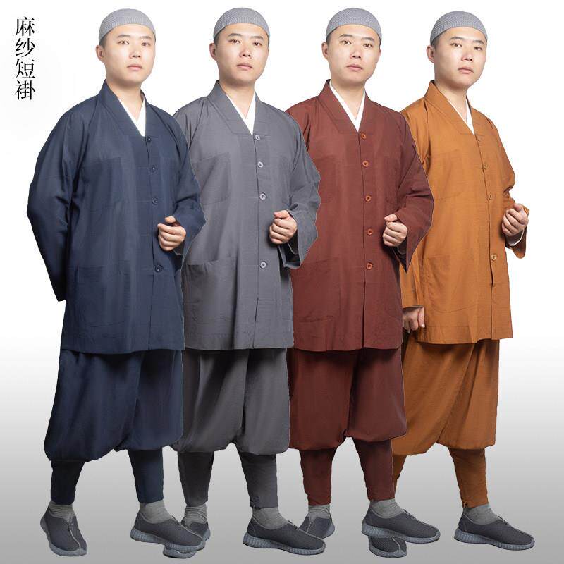 僧服短褂夏季薄款麻纱和尚服免绑腿小褂套装男女款僧衣出家人衣服