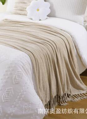 沙毛毯午盖睡毯纯雪尼色尔手工搓BTL19443须毯throw发毯办公室盖