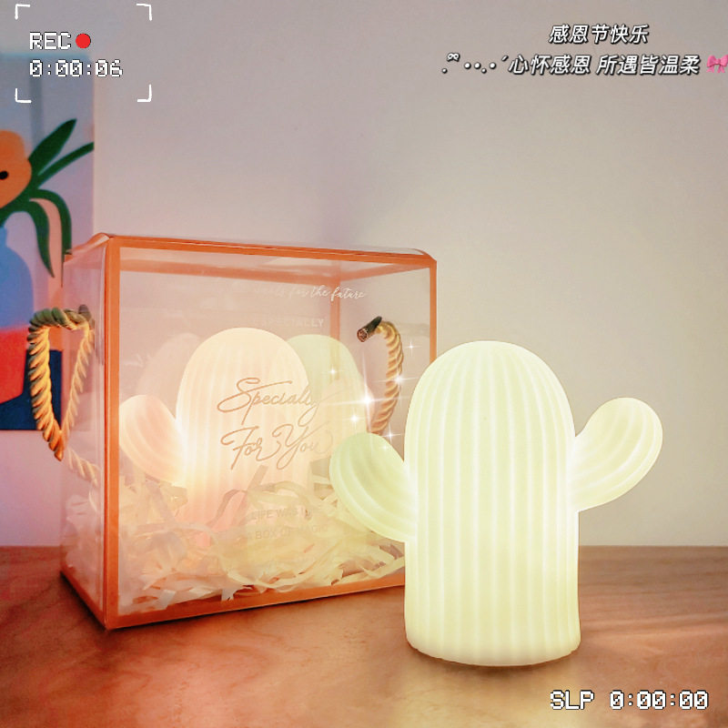 仙人掌少女心可爱小夜房间小夜灯