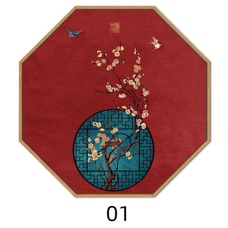 新中式玄关装饰画国潮火锅店墙面挂件红色挂画客厅餐厅梅花背景墙