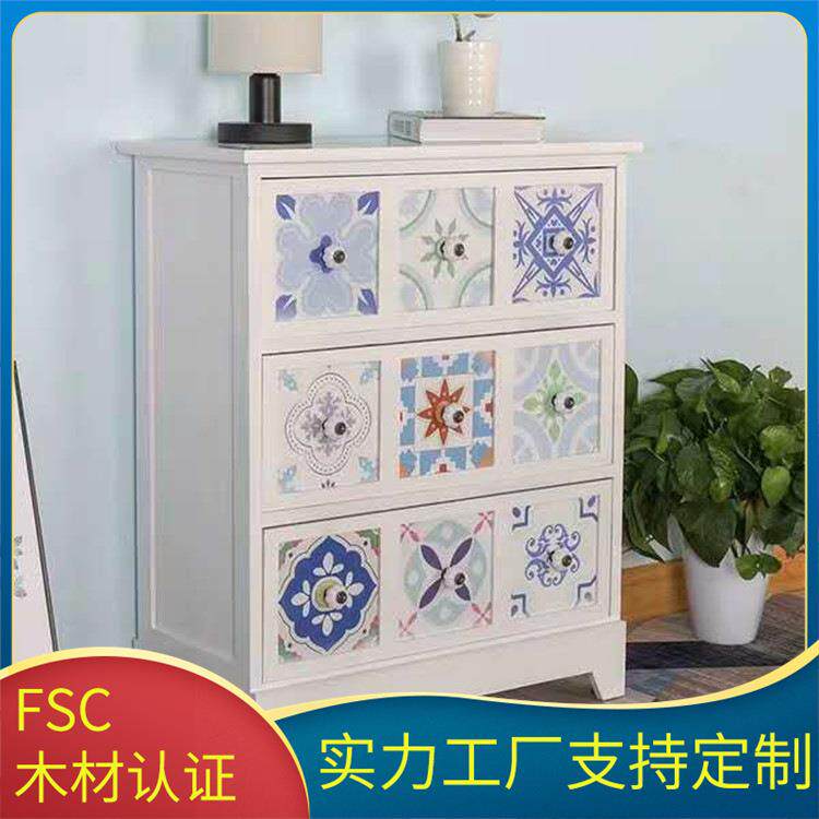 九宫格地中海简易床头柜斗柜储物抽屉式收纳小柜子仿古做旧