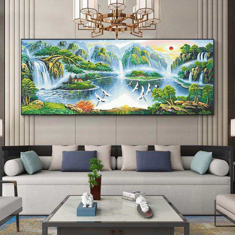 人间仙山水画十字绣202新款自己绣手工境清新自KFG认客风景厅4大