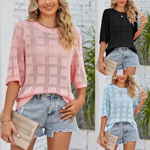 Women's hollowed out sun protection clothes, knitted