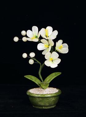 正品天花然玉石兰客中厅家居饰品关工艺品创意国风新中式盆玄景摆