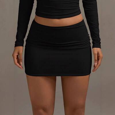 Women ' s Spring Summer Knitted Plain Minimalist Low Waist