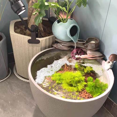 欧式风格灰蓝色塑胶花盆适用于户外的大号密封花盆 养鱼种荷兰绿