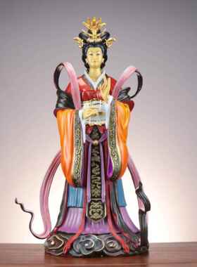 （台湾祥狮工艺）铜泰山娘娘 彩绘碧霞元君 泰山圣母 碧霞元君