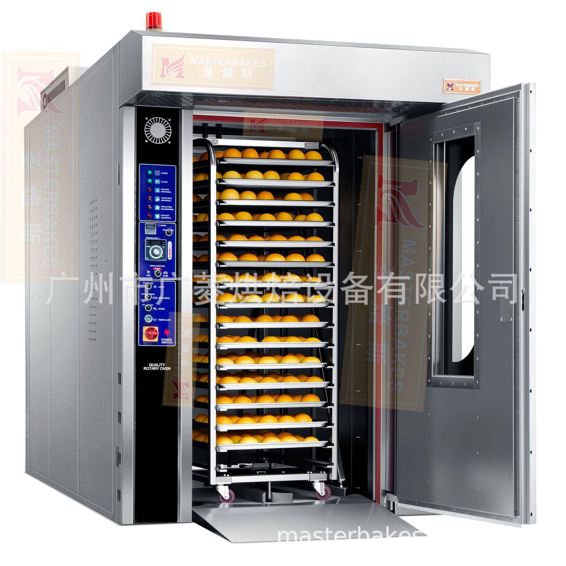 商用电力旋转炉大型热风转炉烤箱月饼面包房食品厂设备配2车32盘