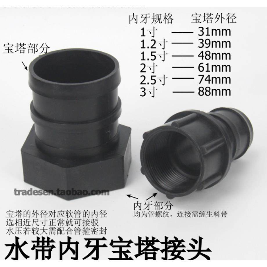 塑料水管接头软管转换宝塔接头内螺纹内牙水咀水泵出水口 1寸